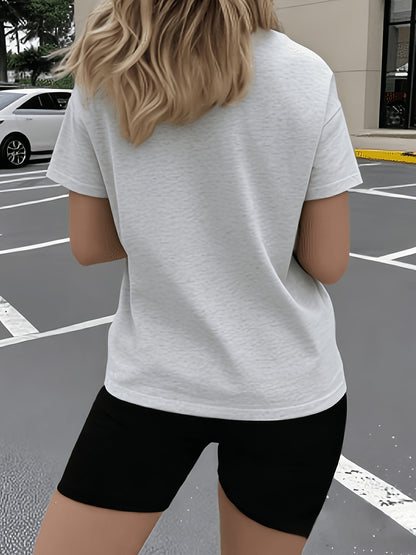 Women's 2pcs Oversized T-Shirt & Fitted Shorts Matching Outfit - Oversized T-Shirt with Fitted Shorts, Lettering Print Streetwear Lounge Wear, 2pcs Set Suitable for - Casual Wear, Machine Washable Matching