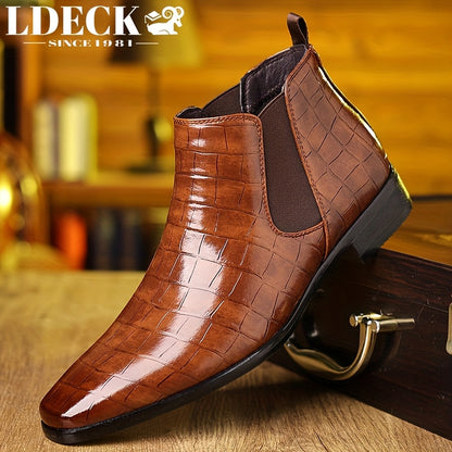 Men's Pointed-toe Trendy Chelsea Boots, Anti-skid High-top Slip-on Boots for Outdoor, Spring And Autumn