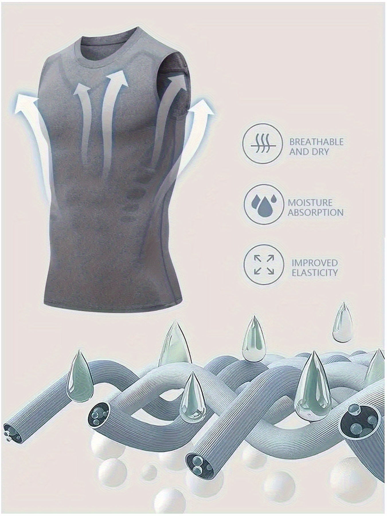 3pcs Men'S Compression Quick-Dry Tank Top: Offered in Black, White, And Gray. Features a Round Neck And Sleeveless Style. Provides Breathability And Comfort. Fits Snugly on Muscles. Ideal for Fitness Ball Games, Running, Cycling, Plus Size