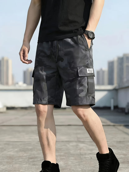 3pcs Men's Cargo Shorts, Casual Athletic Shorts - Multi-Pocket Ripstop, (Includes Wristband) Adjustable Waist (Black, Gray, Khaki) - Outdoor & Travel