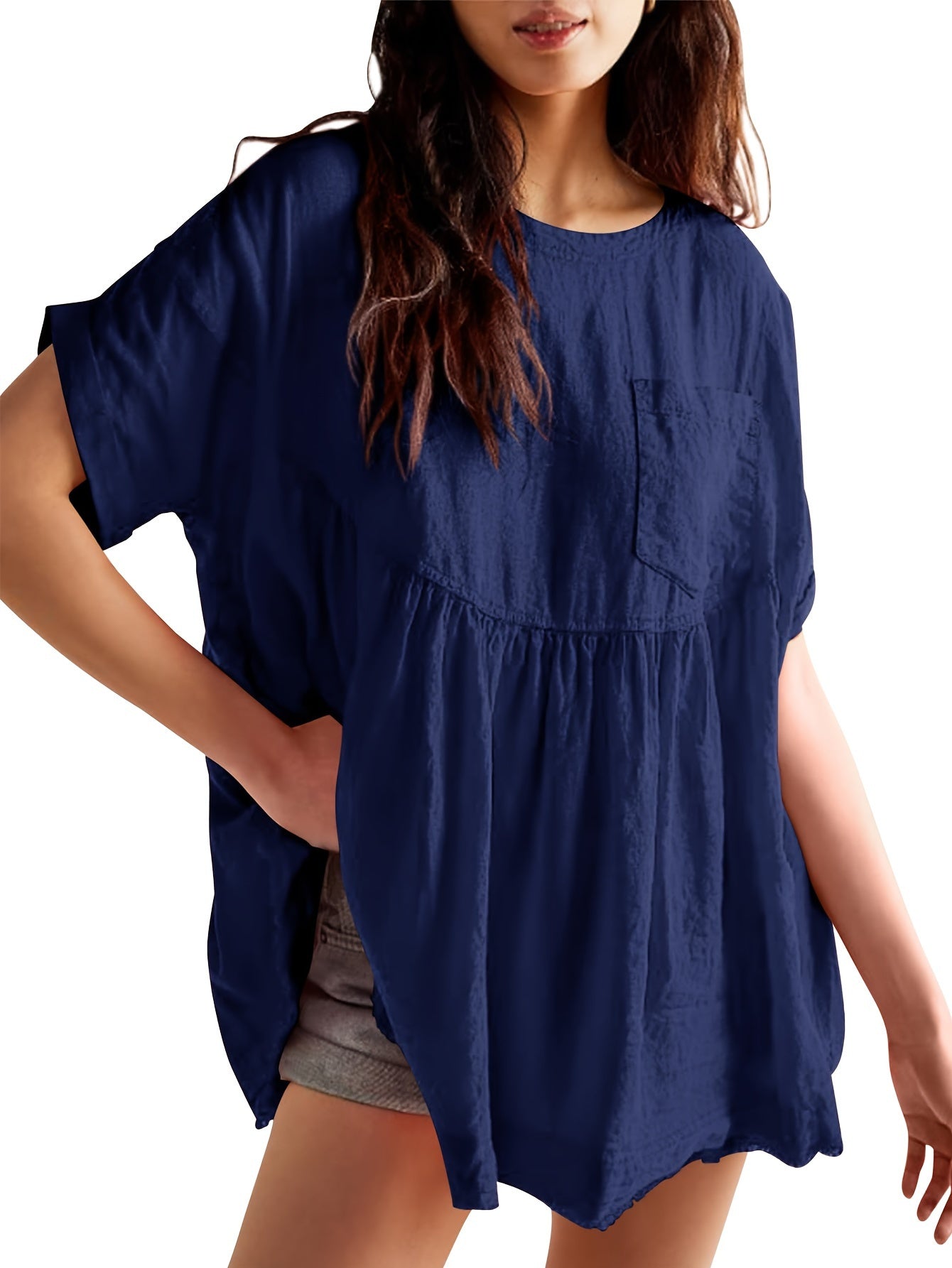 Women's Beige Oversized Short-Sleeve Shirt - product view 15
