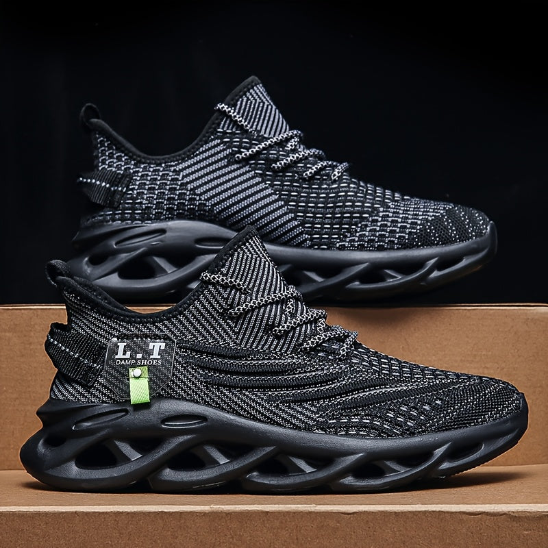 Men's Breathable Anti-Odor Mesh Sneakers - Lightweight Low-Top with Arch Support and Cushioned EVA Sole, Black/White/Khaki, Suitable for Running, Gym, Casual, and Outdoor Use - Wide Fit Men's Sneakers, Thick-Soled Men's Shoes, Special Durable