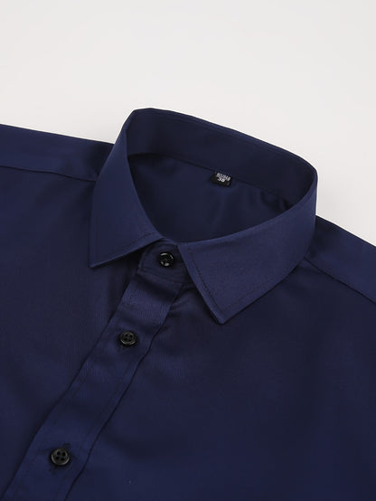 Men's Solid Color Dress Shirt - Classic Neck Short Sleeve 528165