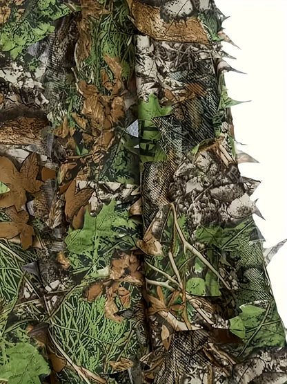3D Maple Leaf Camouflage Suit, Survival Game, Net Hood, One Size Fits All Combat Costume, Camouflage Outfit, Very Suitable for Bird Watching, Hunting, Outdoor Activities, Lurking Games And Other Activities, S-XL Applicable