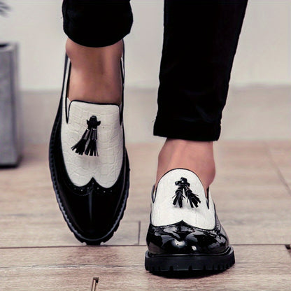 Men' S Fashionable Formal Shoes, British Trend Brogue Shoes, Low-top Pointed Fringe Shoes, Bean Shoes, Size 40-46