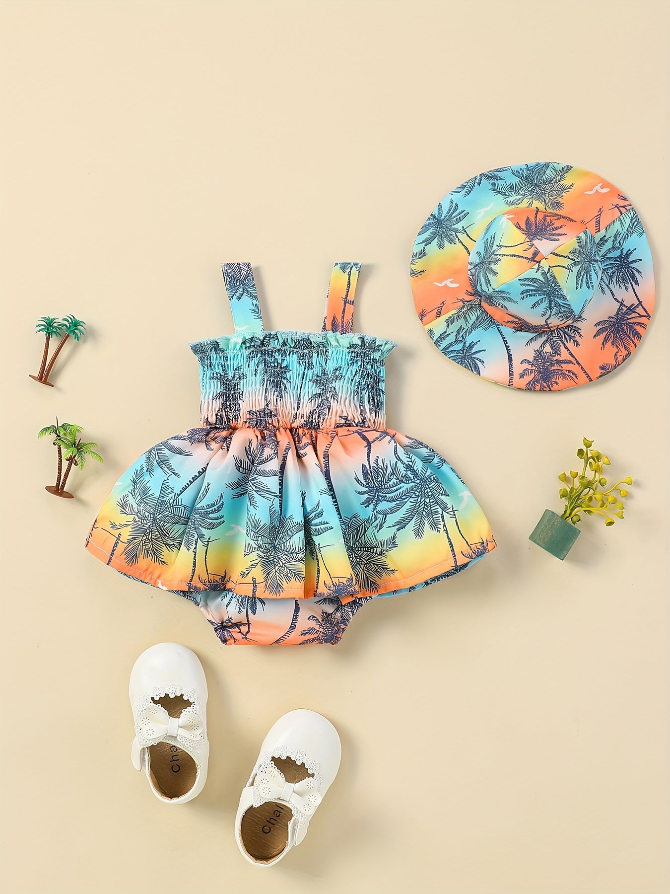 Minkidfashion Baby Girl Summer Fashionable And Comfortable Casual Dress And Hat, for Outdoor