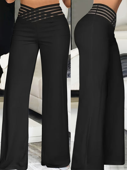 Plus Size - Plus Size - Spring And Summer Women'S Plus Size Fashion Curve New Casual Style Solid Colour Stacked V Waist Head Ladies Pants Curvy Plus Pants Black Plus Size Pants