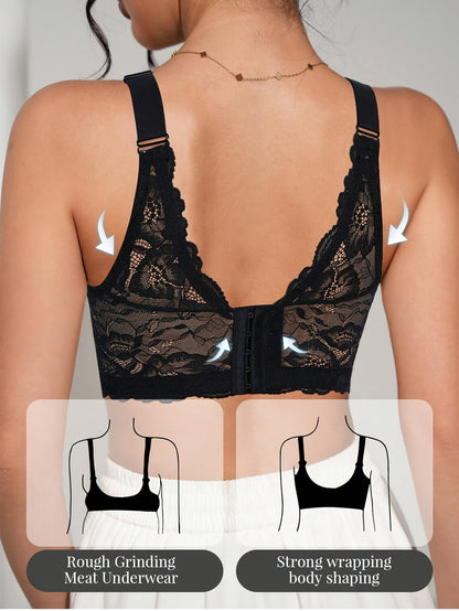 Sexy Beautiful Lace Women'S Underwear Gathered Wide Shoulder Straps Breathable And Comfortable Bra Can Be Worn Daily