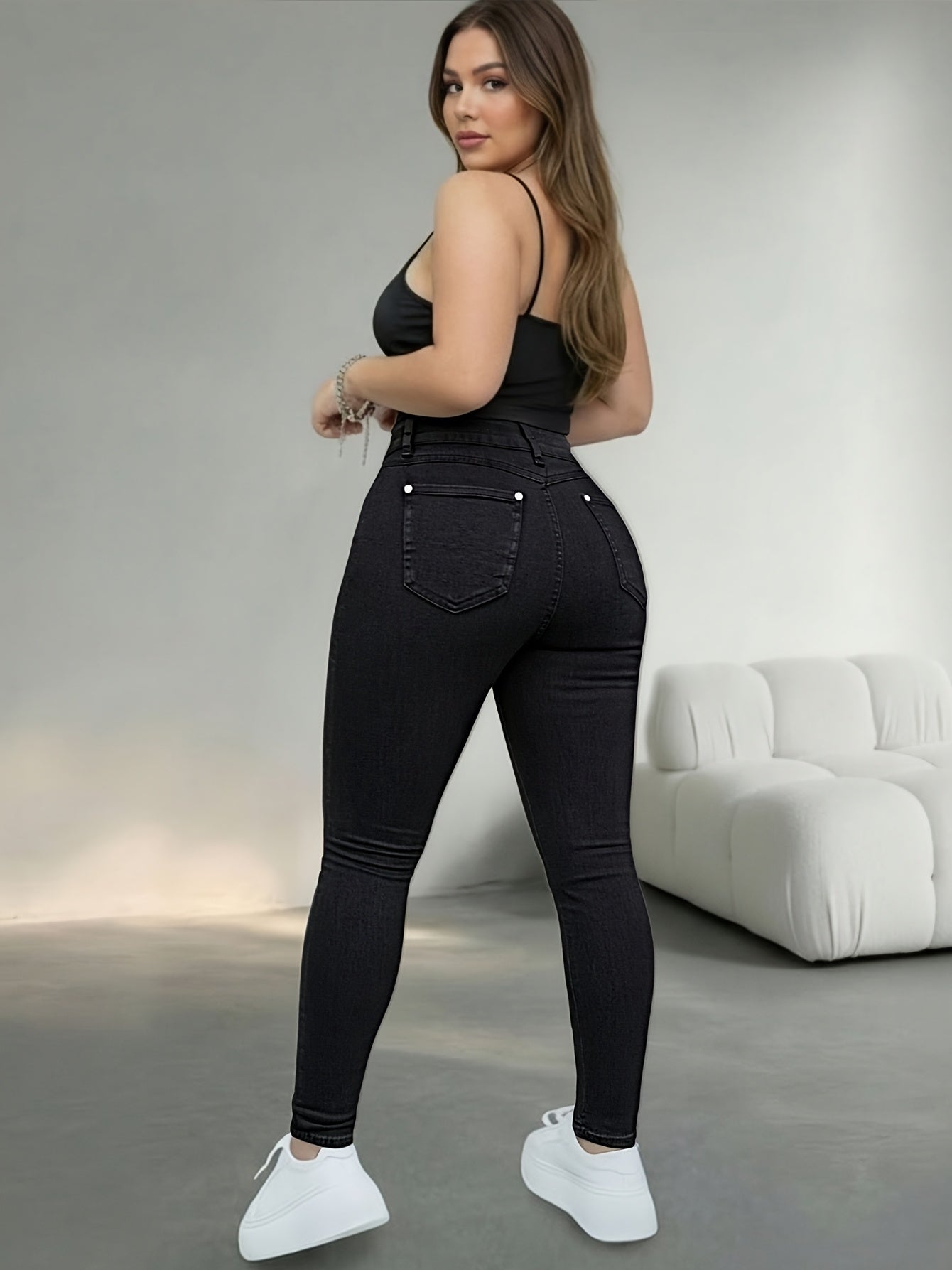 2026 Women'S Fashion Stretch Denim Skinny Trousers - Enhancing And Lifting The Rear, Suitable for Curvy Shapes, And Elongating Legs, Flexible And Comfortable, Tummy Control And Shaping, Suitable for All Seasons