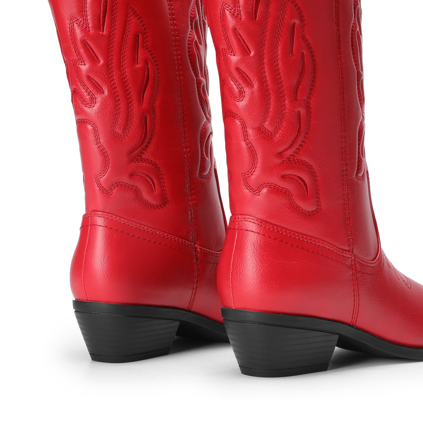 Women's Cowboy Boots Mid Calf Cowgirl Boots Embroidery Stitched Western Boots