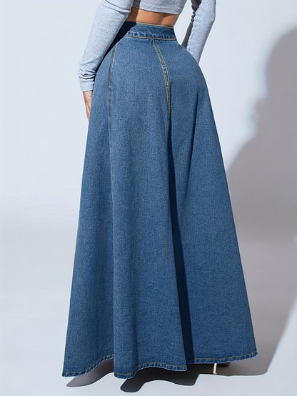 Women's Light Blue Denim Floral Skirt - product view 13
