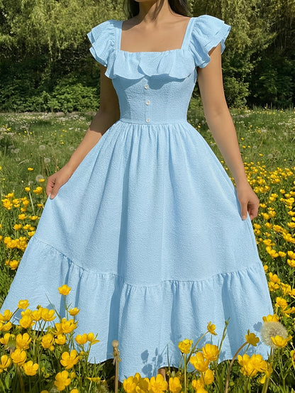 [Elegant Romantic Dress] Women's Spring/Summer Off-Shoulder Ruffled Waist Dress | Elegant Romantic Design, Showcasing Soft Temperament, Ideal for Dates, Outings And Daily Wear
