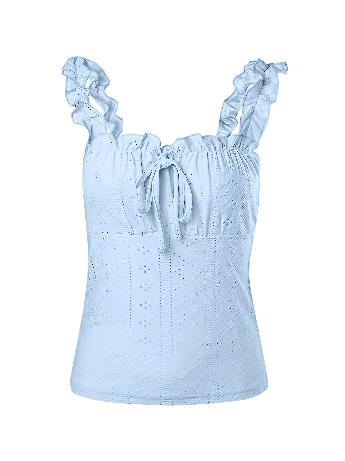 Chic Tank Top for Women Featuring a Ruffled Edge And a Butterfly Knot Tie