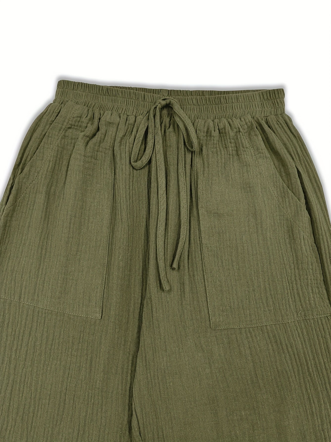 Spring And Summer Women's Casual Pants, Khaki, Pocket, Wide Leg, Tie, Loose, Daily Commuting Wide Leg Pants Womens Summer Clothes