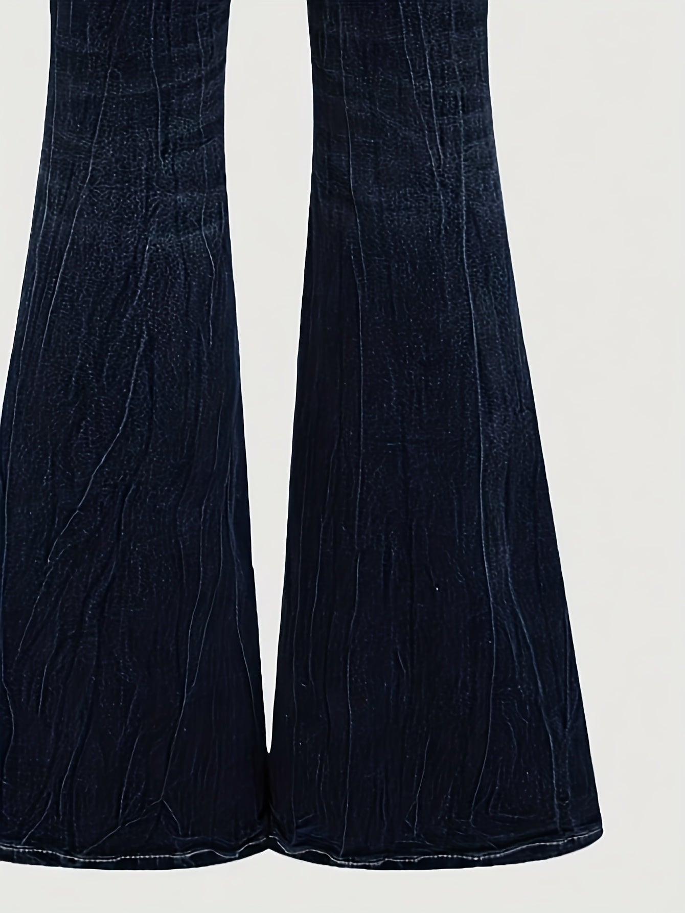 Women'S Vintage Stretch Flare Jeans - Cross Embroidery & Belt Loop Detailing, Slim Fit Elegant Denim for All-Season Wear