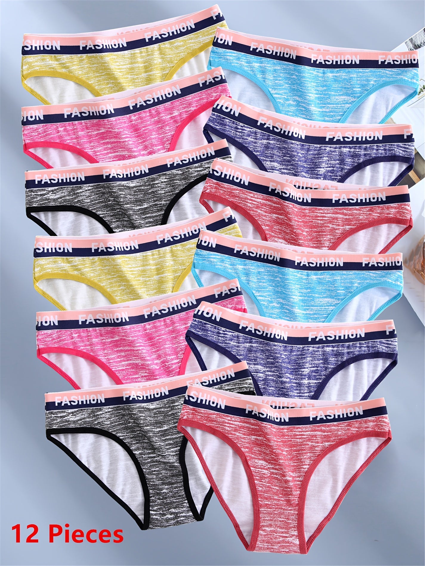 12pcs Women'S Camouflage Print Low Rise Panties - Comfortable, Breathable, Hip Lifting, Fabric, Low Rise Underwear | Camouflage Pattern Panties | Texture Panties
