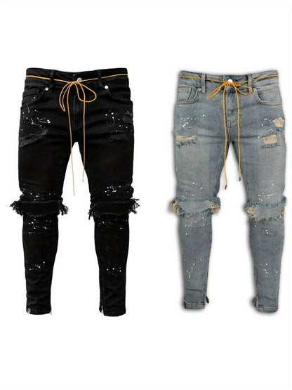 Men's Skinny Jeans - Classic Wash Distressed Modern