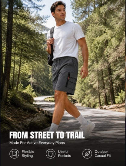 3pcs Loose Casual Cargo Shorts, Lightweight Breathable Quick Dry Fabric, Elastic Drawstring Waist with Multi Functional Pockets; Versatile Knee Length Shorts for Gym Training, Golf, Camping, Hiking And Daily Commute, Perfect for Outdoor, for Teenager