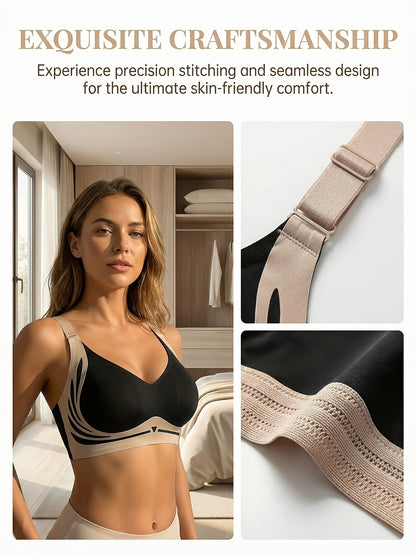 4pcs Wireless Bra Set for Women, Comfortable, Seamless, No Underwire Bra, Soft Support Daily Bra, Suitable for Home, Work, And Gym (Black, Blue, Green, Beige)