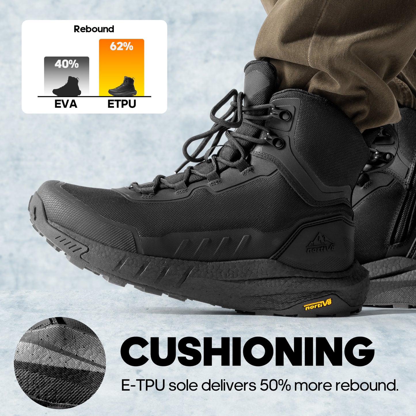 Men's Tactical Hiking Boot Lightweight Hunting Boots for Work All Day Side Zipper Motorcycle Combat Boot Arch Support 8 Inches