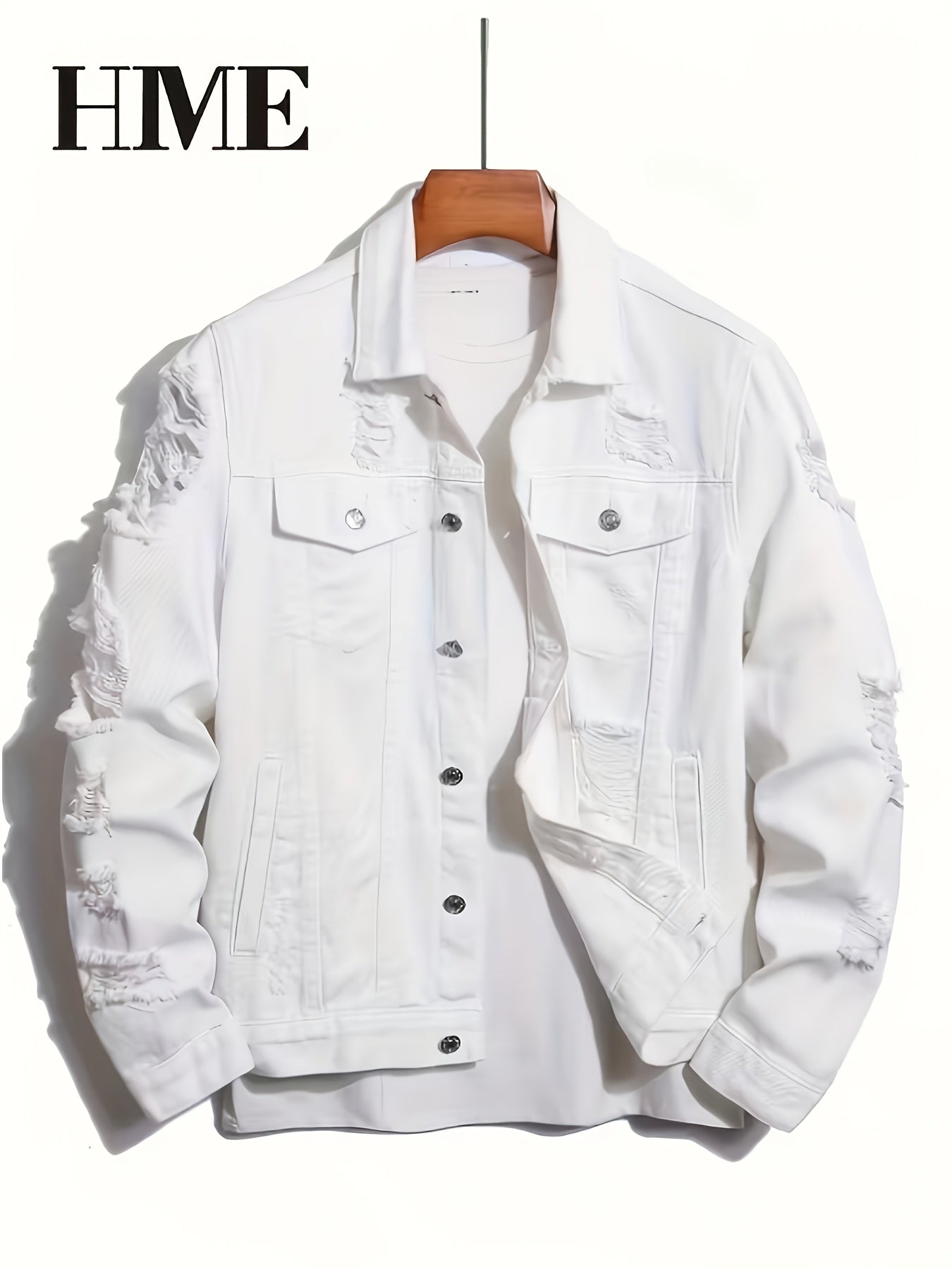 Men's White Denim Oversized Denim Jacket - product view 3