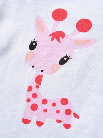 Kukitty Newborn Baby Girl Clothes Long Sleeve Giraffe Print Tops Dot Pants with Hat Infant Outfits Set, for Outdoor