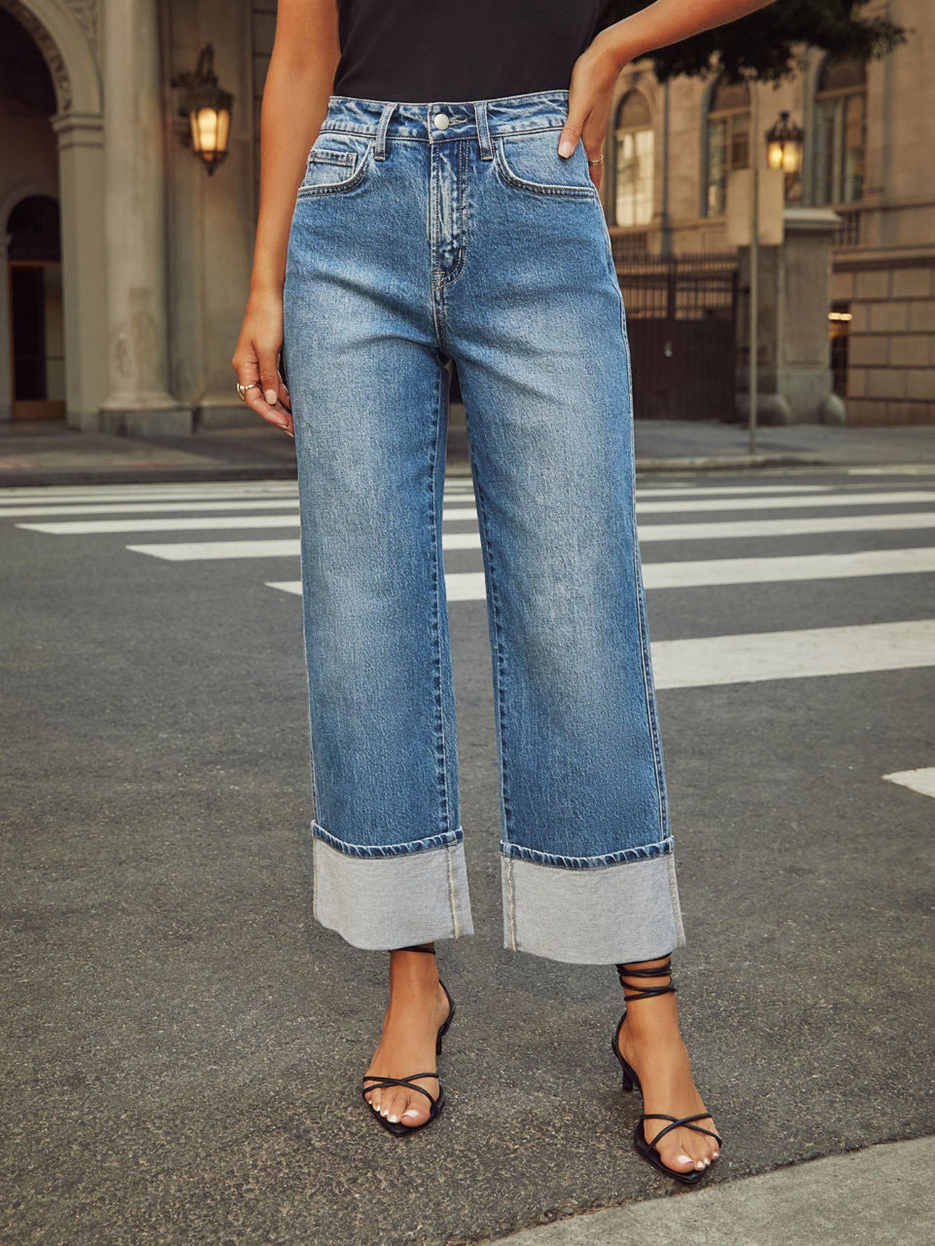 Women's Stretch Straight Jeans - 2025 Summer New Quality Retro Curled High-waisted Trousers