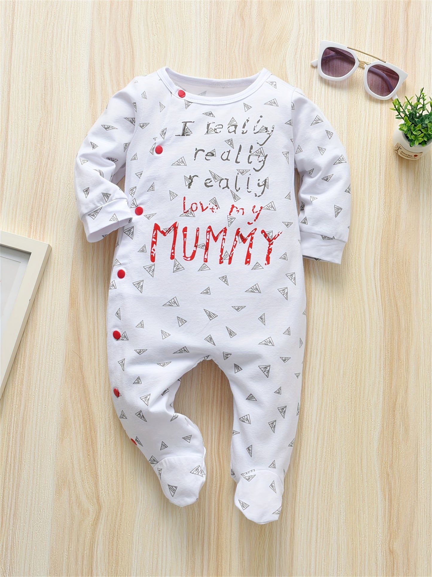 Kukitty Newborn Baby Boy Girl Clothes I Really Love My Daddy/ Mummy Long Sleeve Footies Romper Unisex-Baby 2pcs Footed Jumpsuit, for Outdoor