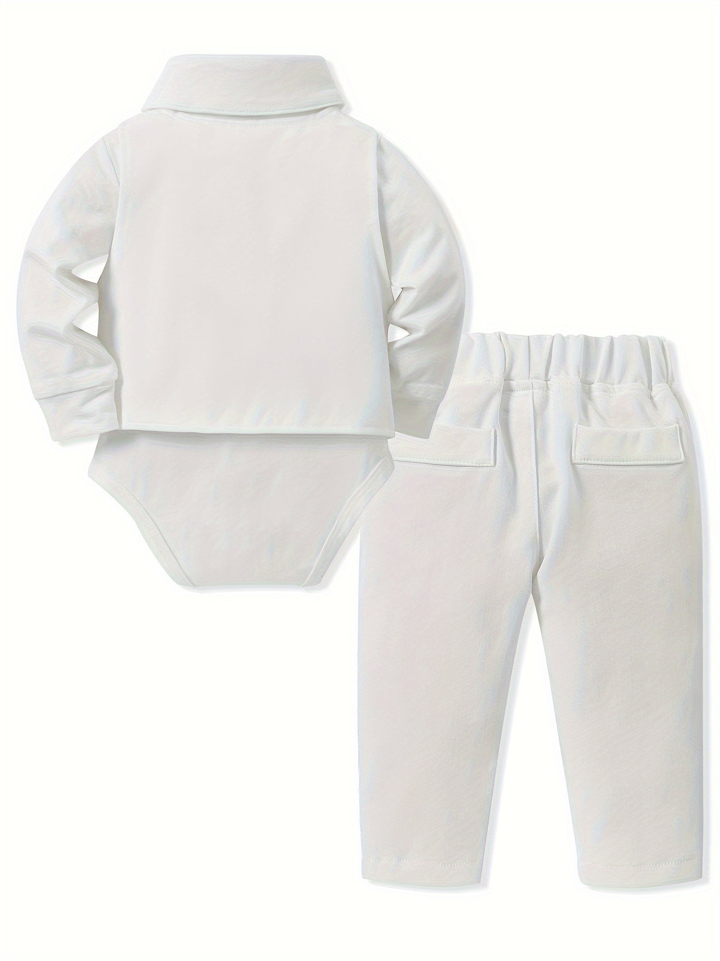 5pcs Newborn Long Sleeve Gentleman Suit Baby Boy Holiday Party Wedding Dress Suit One-Piece Shirt, Vest, Pants, Bow Tie, Corsage 0.0-78.74ft Soft And Comfortable Toddler Clothing