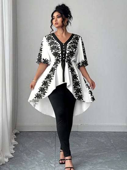 Women's White Polyester Printed V-Neck Dress - product view 13