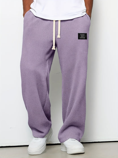 Men's Loose-Fit Wide-Leg & Straight-Leg Sweatpants - Elastic Straight-Leg Trousers with Wide Base, Adjustable Waist, Solid Color Casual Pants Suitable for Spring/Autumn, Machine Washable for Gym,, Casual Attire