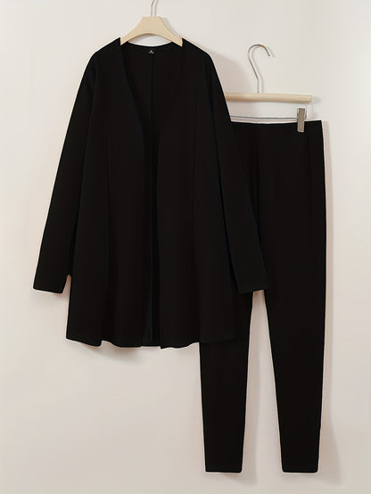 Plus Size - Plus Size - Plus Size Women'S Suit Jacket, Long Pants Two-Piece Set, Fashionable Casual Suit Set