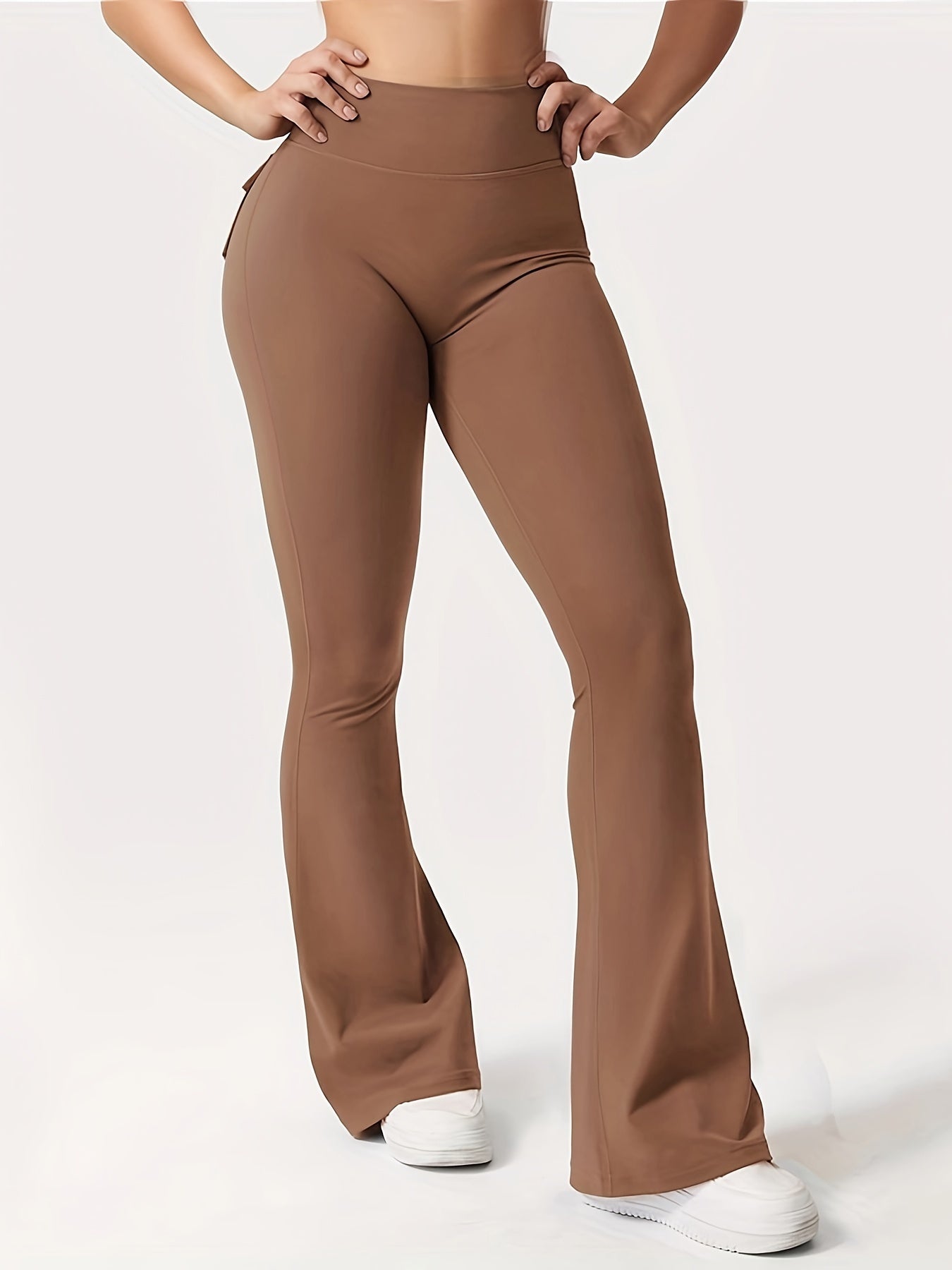 Women's Autumn Outfit 3pcs Set in Black, Gray, Green, and Black, Gray, Rose Red, Fashion Cargo Style Flared Pants, Women's Casual Flared Pants, High-Waisted Pocket Joggers, Cargo Style Peach Butt Pants, Quick-Dry Tummy Control Hip Lifting Long Flared