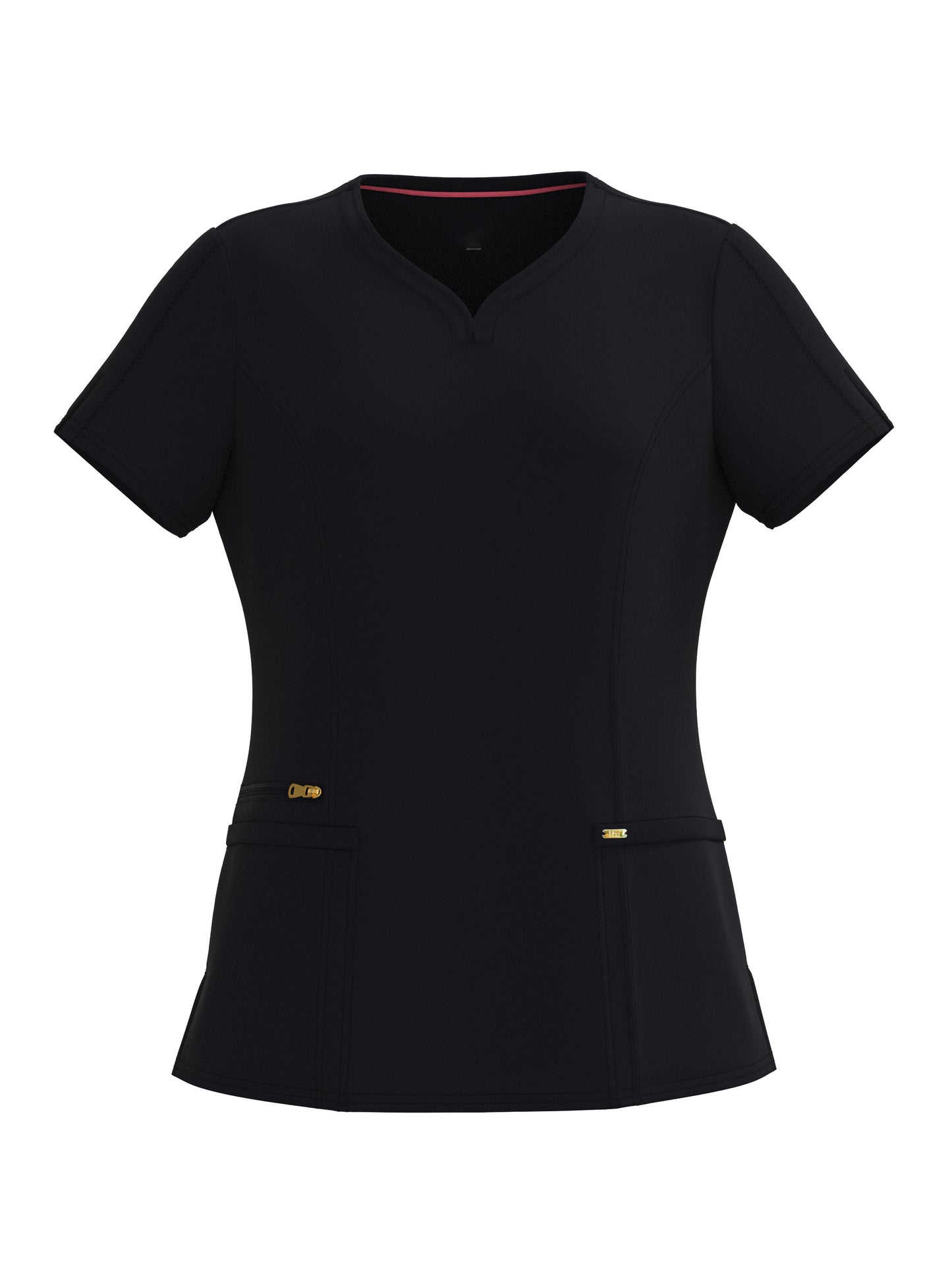 PandaFlex modern neck in Four-Way Stretch Fashion Scrubs Set V-Neck Short Sleeve Scrub Top & Straight Leg Cargo Pants for Nurses with zipper pockets 3372