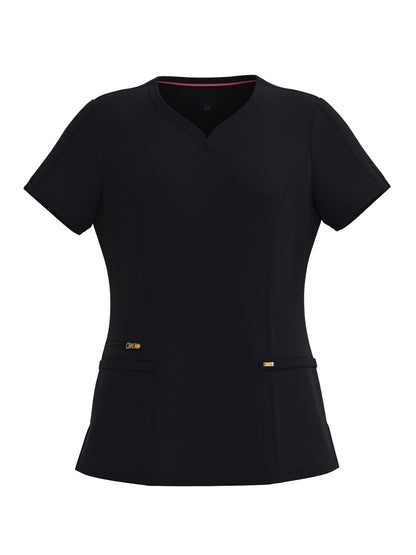 PandaFlex modern neck in Four-Way Stretch Fashion Scrubs Set V-Neck Short Sleeve Scrub Top & Straight Leg Cargo Pants for Nurses with zipper pockets 3372