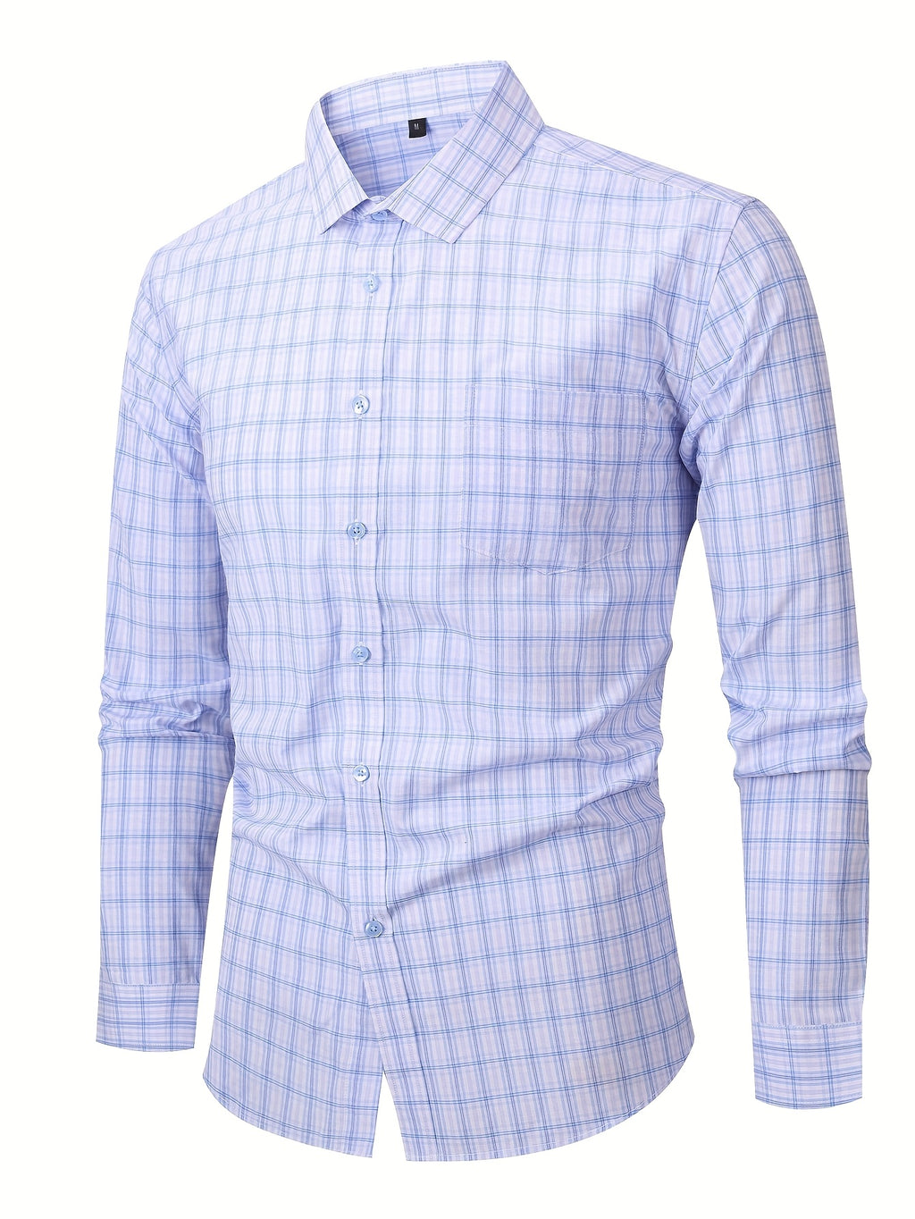 ! Men's Plaid Long Sleeve Shirt - Casual Button- with Pocket, 50% Cotton 50% Polyester, Comfortable Street Style & Commute Essential Fall Wardrobe