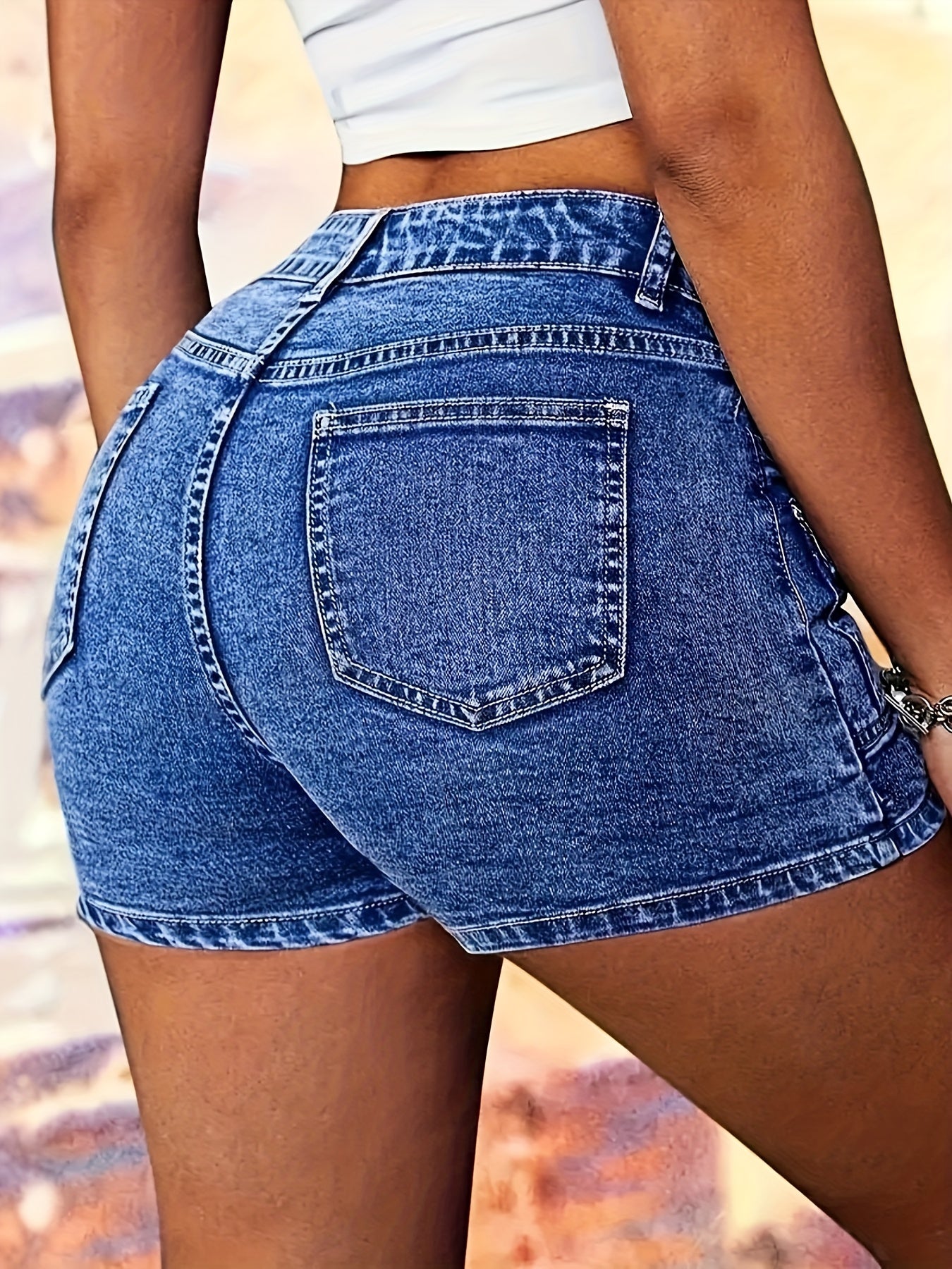 Women's Blue Denim Utility Pants - product view 7