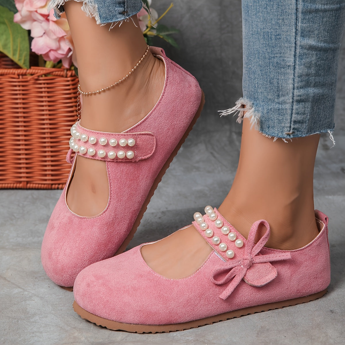 Women's Bow Mary Jane Shoes Round-toe Closure Design Soft Sole for Comfort Versatile Footwear for Casual And Formal Occasions Year-round, Women Shoes