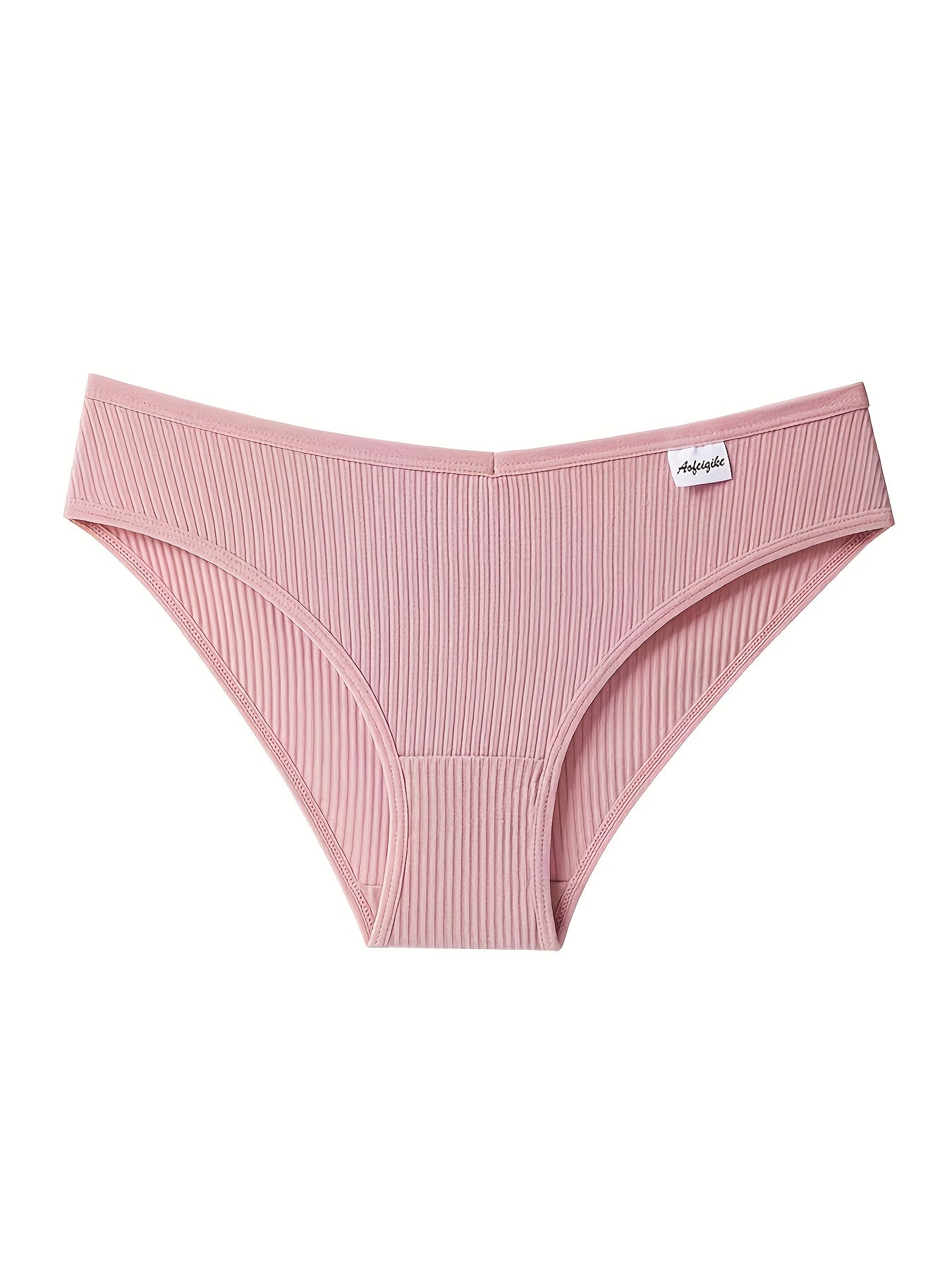 8pcs Women'S Panties Sexy Low-Waist Solid Color Briefs Ribbed Comfortable And Breathable Sports Underwear