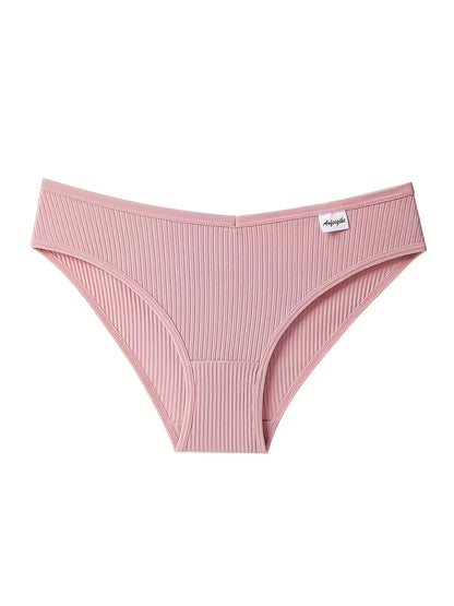 8pcs Women'S Panties Sexy Low-Waist Solid Color Briefs Ribbed Comfortable And Breathable Sports Underwear
