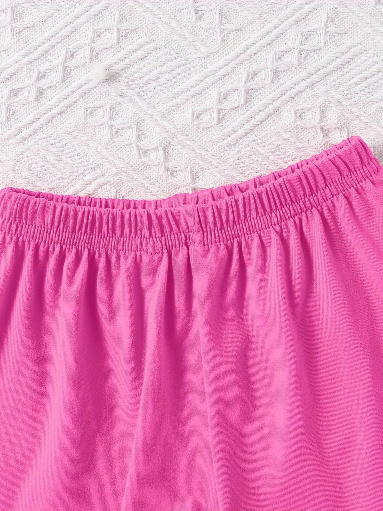 Girls' White Cotton Short-Sleeve Shorts - product view 6