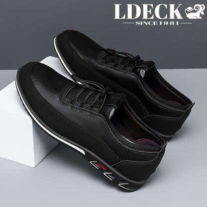 LDECK Mens Elastic Band Loafers Soft Lining For Comfortable Walking Durable Outsole Classic Modern Look Perfect Commuter Shoe Gift Choice