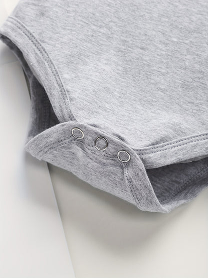 Cotton Baby Bodysuit With Fun Letter Printing, Casual And Comfortable, Soft Round Neck Baby Onesie