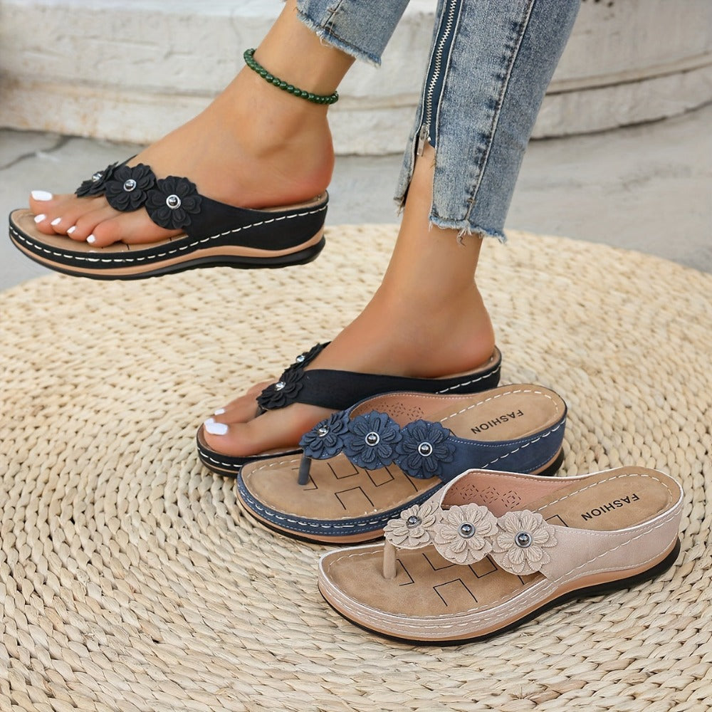 Women's Flip Flops - Slip-On Platform Sole for Everyday Wear