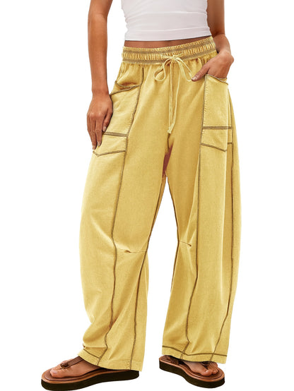 Women'S Loose Wide Leg Pants Casual Summer Wide Leg Pants Drawstring Waist Casual Pants