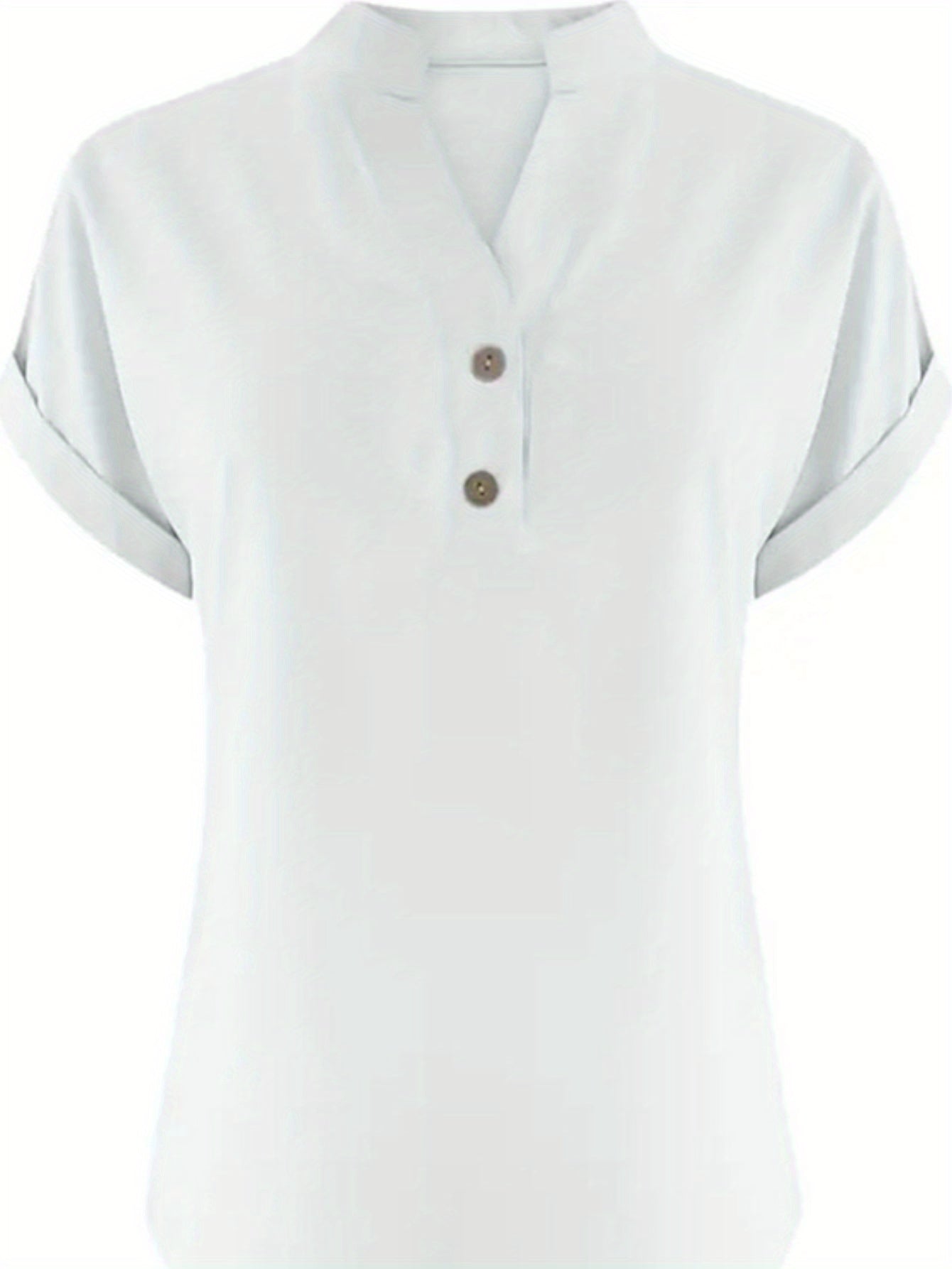 ZOELNIC Women's V-Neck Button-Front Placket T-Shirts - Short Sleeve Casual Summer Tops, Breathable Daily Wear Shirts Suitable for Spring/Summer, Solid Color Casual Wear, Machine Washable (No)