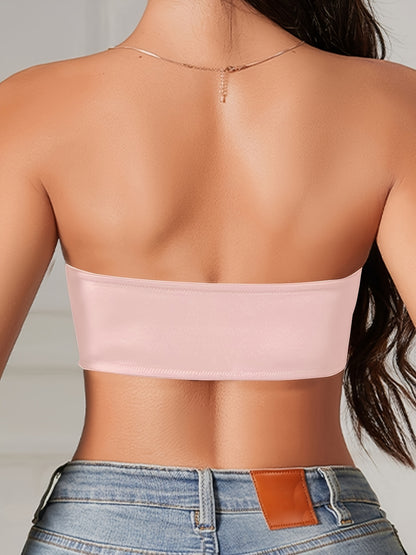 1/2/3pcs Women's Traceless Strapless Bra Set - Comfortable Without Steel Ring Thickened Design, Black, White, Meter, Pink