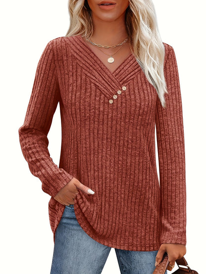 Two-piece Women'S Fashion Top, Casual Long-sleeved Pullover, V-neck Button, Thin Autumn And Winter Sweater, Cropped Sweaters for Women, Colourfull Loose Sweater for Women, Long Sweaters for Women, Everyday Outfit, Layering Piece, Vneck Design