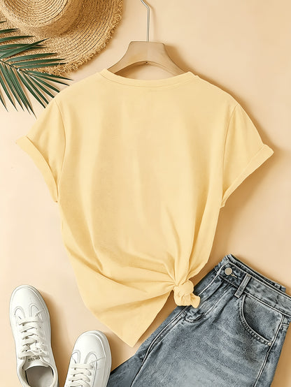 Plus Size - Pattern Element Women'S Plus-Size Printed Short-Sleeve T-Shirts, 4-Season Soft And Loose Style, Suitable for Casual And Wear, - Tees, Perfect for Daily Outfits
