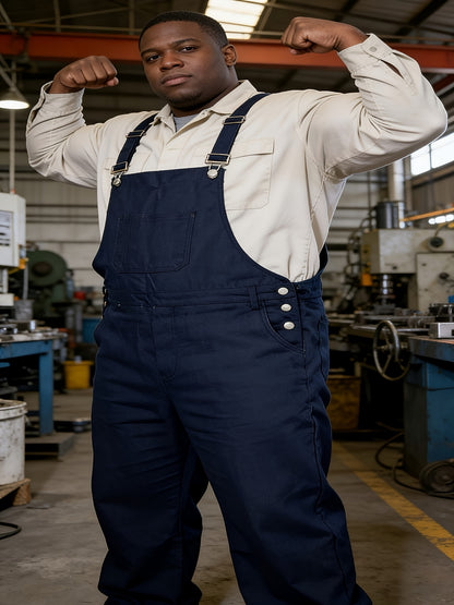 Plus-size Men's Loose-fitting Overalls, Suitable for Plus-size Men. Adjustable Straps, Durable Black Fabric, Suitable for Work And Outdoor Wear., PLUS SIZE